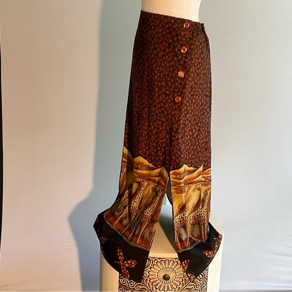Russell Kemp, Sz 18, Animal Print, Lined Maxi Skirt, Side Buttons, Elastic Waist - Picture 10 of 11